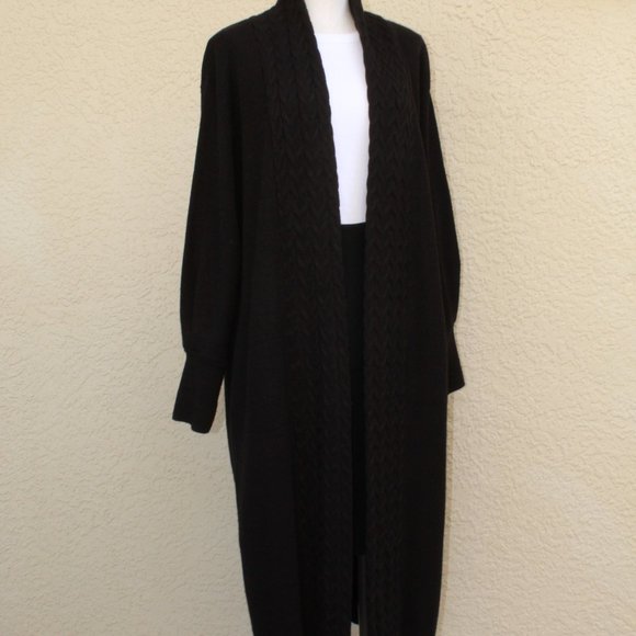 CALIFORNIA STYLE LONG BLACK CARDIGAN - Picture 1 of 4